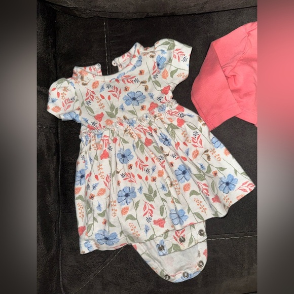 Carters White Floral Dress with Pink Cardigan size 0-3M - Picture 4 of 5